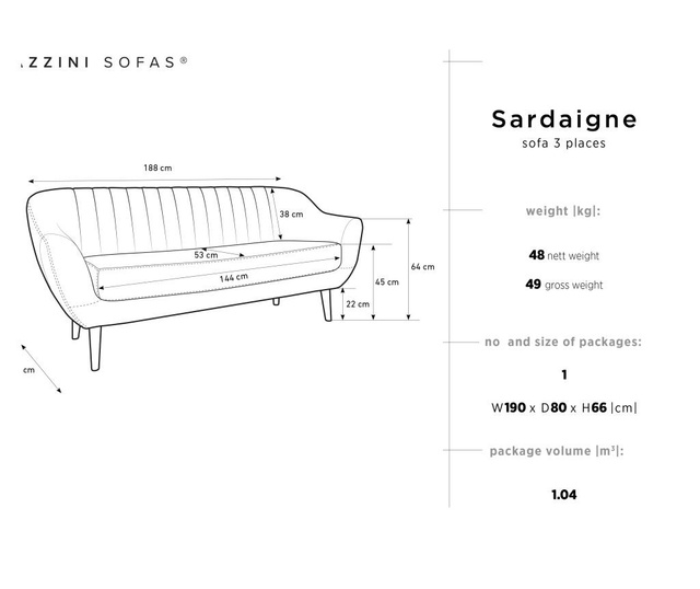 Триместно канапе Sardaigne Green