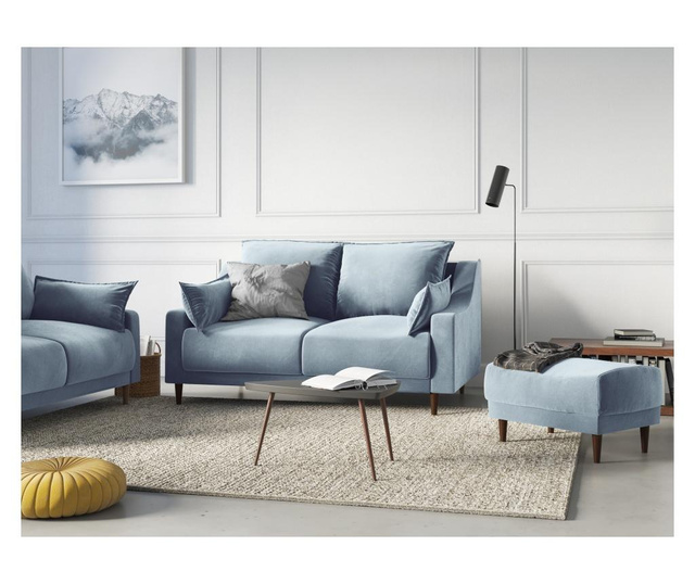 Taburet Mazzini Sofas, Freesia Light Blue, albastru deschis, 60x45x45 cm