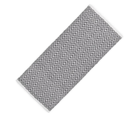 Килим Relaxdays, памук, ръчно тъкано, модел диаманти, 70 х 140 см, Бял/Черно  70x140 см