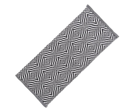 Килим Relaxdays, памук, ръчно тъкано, бездънен модел, 70 х 140 см, Бял/Черно  70x140 см