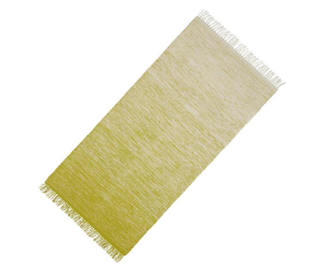 Килим Relaxdays, памук, ръчно тъкано, с ресни, 70 х 140 см, Крем/Зелен  70 x 140 см