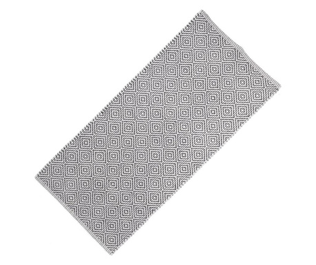 Килим Relaxdays, памук, ръчно тъкано, геометричен модел, 80 х 200 см, Бял/Черно  80 x 200 см