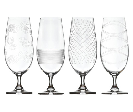 Set 4 pahare bere, Bohemia Cristal, Maison Forine, Leona, 370 ml Bohemia Cristal, cristal, transparent, 5x5x19 cm