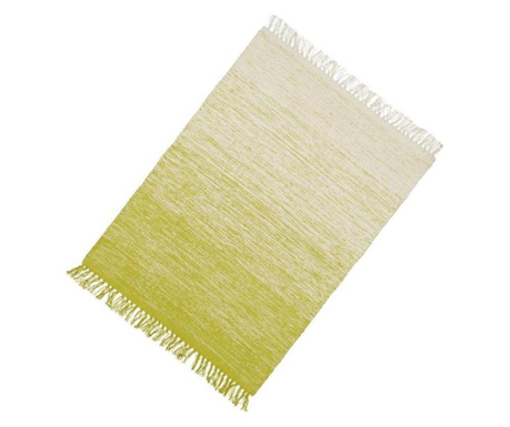 Covor bumbac Relaxdays, cu franjuri, lucrat manual, grosime 1 cm, crem-verde deschis, 60 x 90 cm