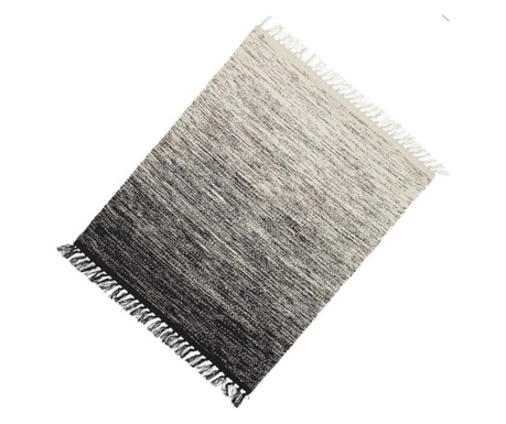 Килим Relaxdays, памук, ръчно тъкано, с ресни, 60 х 90 см, Крем/Черно  60x90 см