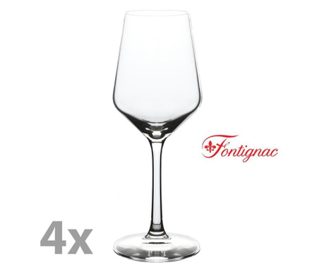 Set 4 pahare vin alb/rose, cristal, Fontignac, 398 ml, transparent
