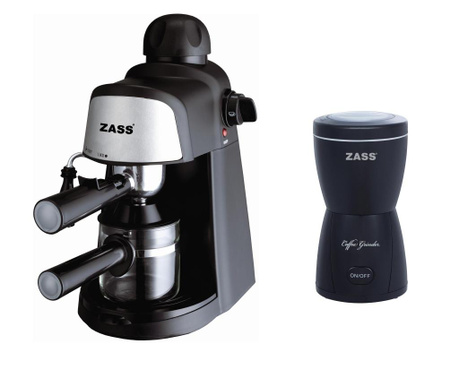 Pachet espressor  cu rasnita Zass, Zass Zem 05 &  Zass Zcg 05, plastic