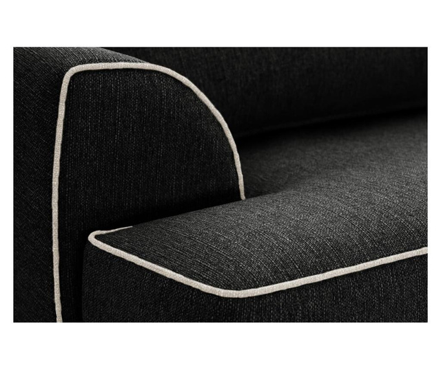 Canapea 4 locuri Rodier Interieurs, Ferrandine contraste Black, Cream, negru/crem, 230x98x88 cm