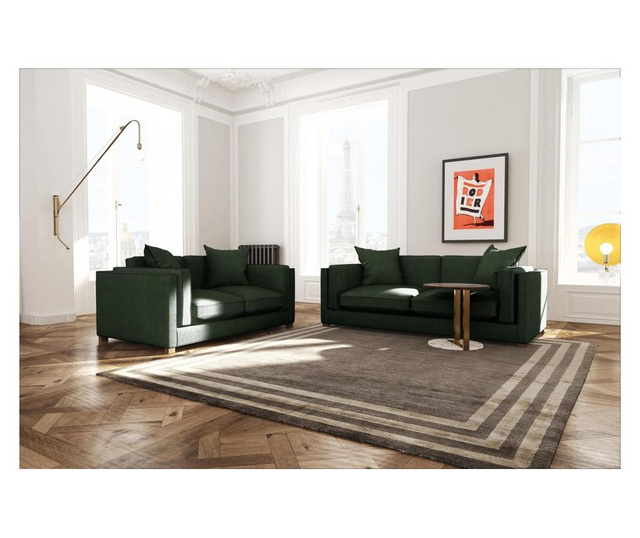Canapea 3 locuri Rodier Interieurs, Organdi contraste Green, Black, verde/negru, 214x106x78 cm