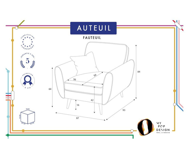 Auteuil Uni Lilac Fotel