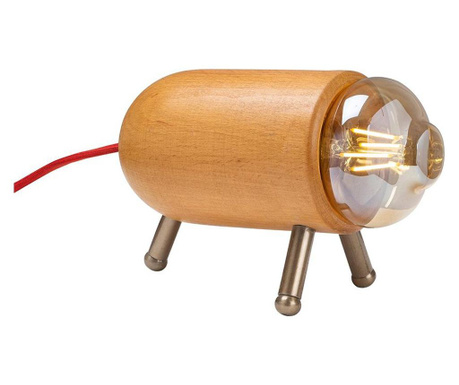 Lampa de masa Sheen, corp de lemn, max. 100 W, E27, rosu/natural, 10x15x13 cm