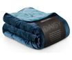 Cuvertura matlasata reversibila Decoking, Daisy, material fata: catifea, 170x210 cm, albastru inchis/albastru cer