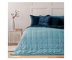Cuvertura matlasata reversibila Decoking, Daisy, material fata: catifea, 220x240 cm, albastru inchis/albastru cer