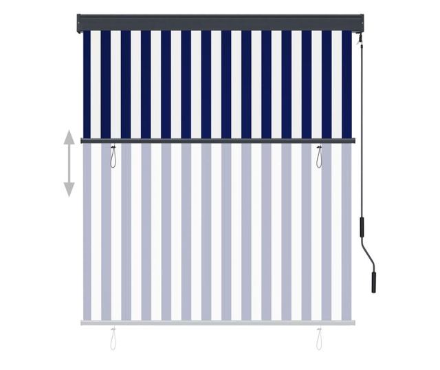 Външна ролетна щора, синьо и бяло, 140 x 250 см