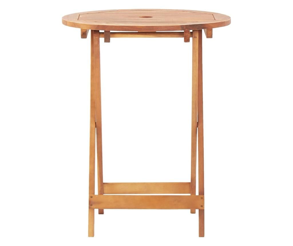 3dílný bistro set vzor listů textil a masivní dřevo - 6