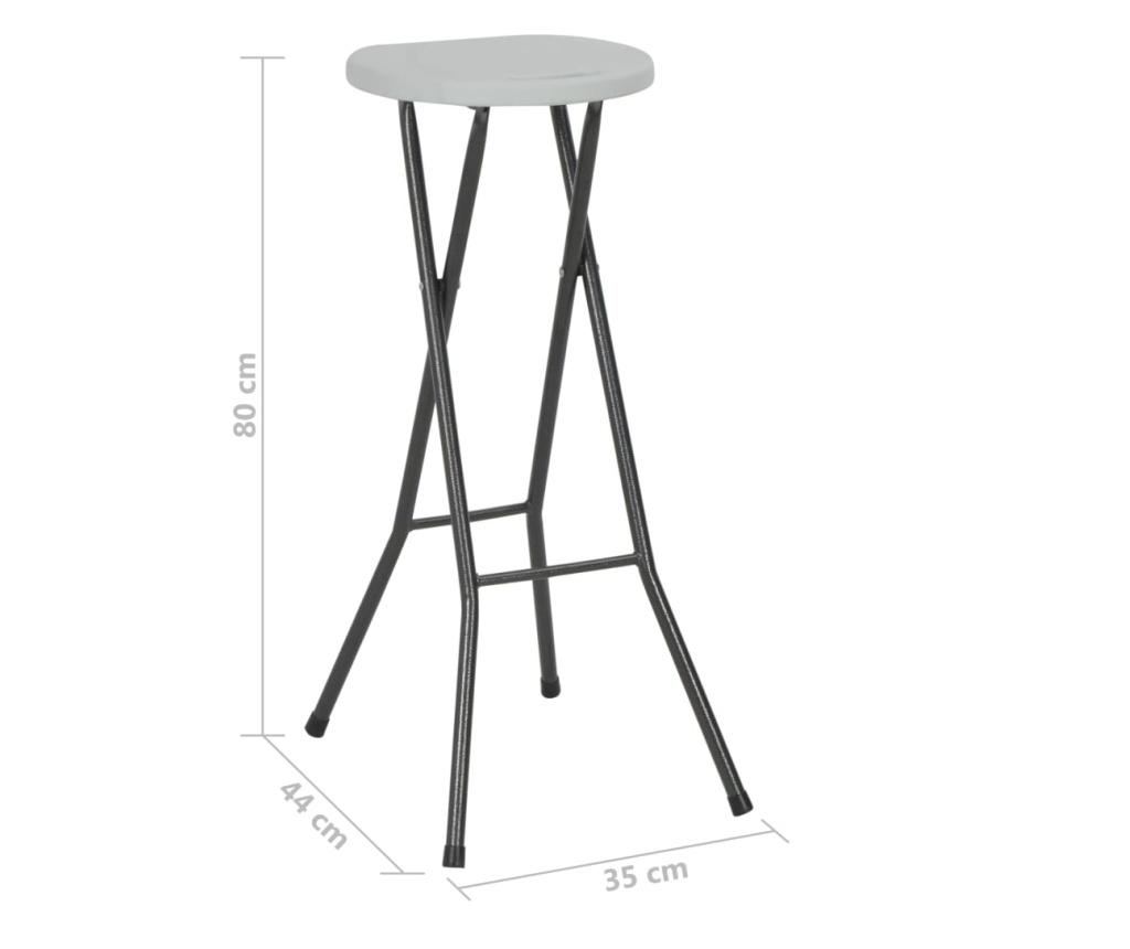 Sklopive barske stolice, 2 kom., bijele, HDPE i čelik - 8