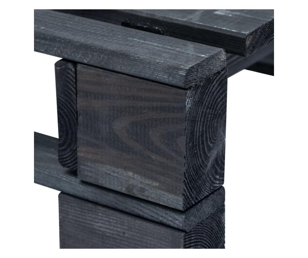 Vrtna klupa od paleta, crna, drvo - 4