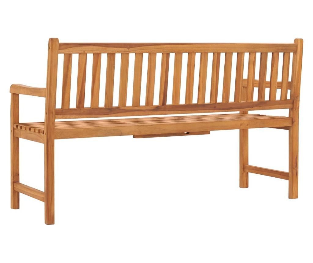 Градинска пейка за 3 души с маса, 150 см, масивна тикова дървесина - 5