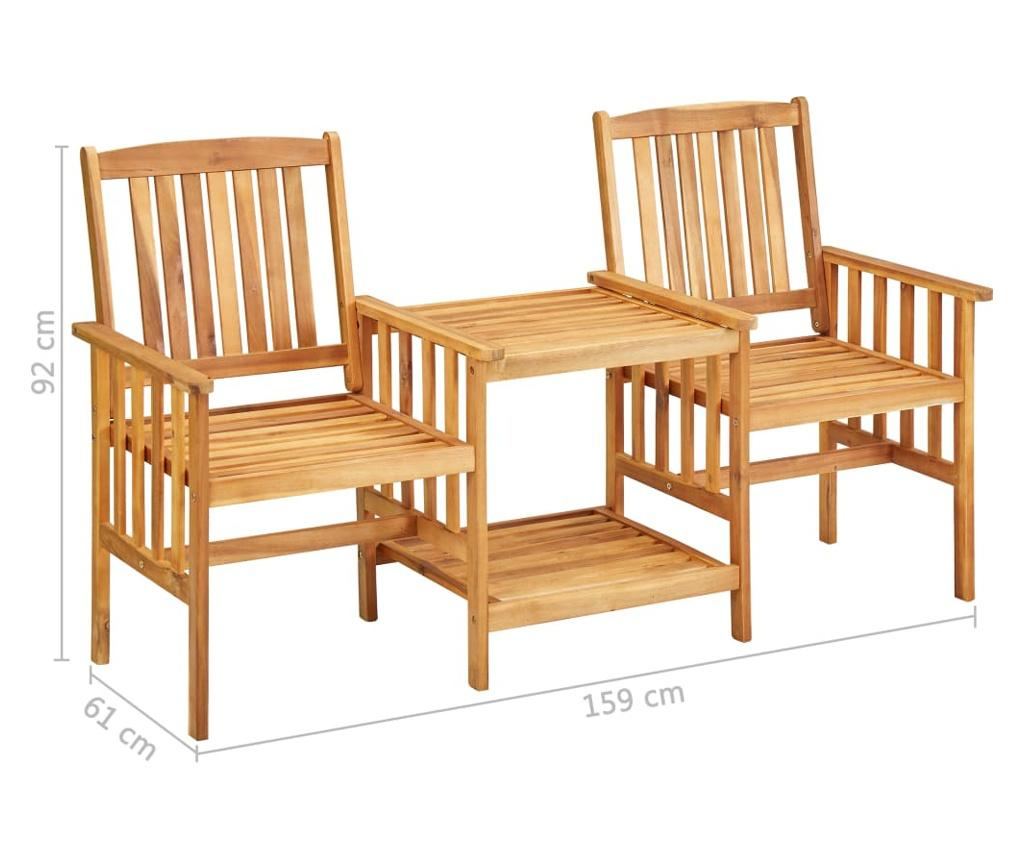 Градински столове с масичка за чай и възглавници, масивно акациево дърво - 11