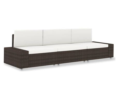 Canapea modulară cu 3 locuri, maro, poliratan