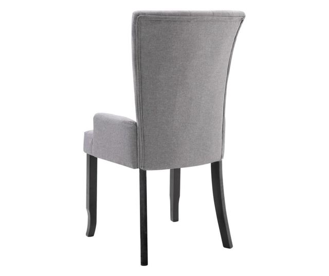 Kuhinjska stolica s naslonima za ruke, svijetlosiva, tekstilni materijal