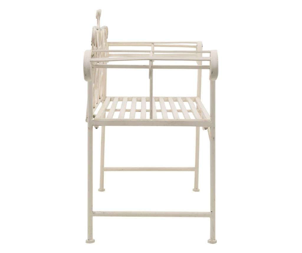 Vrtna klupa, vintage bijela, 132 cm, metal - 3