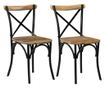 Stolice, križni naslon, 2 kom., crna, masivno drvo manga