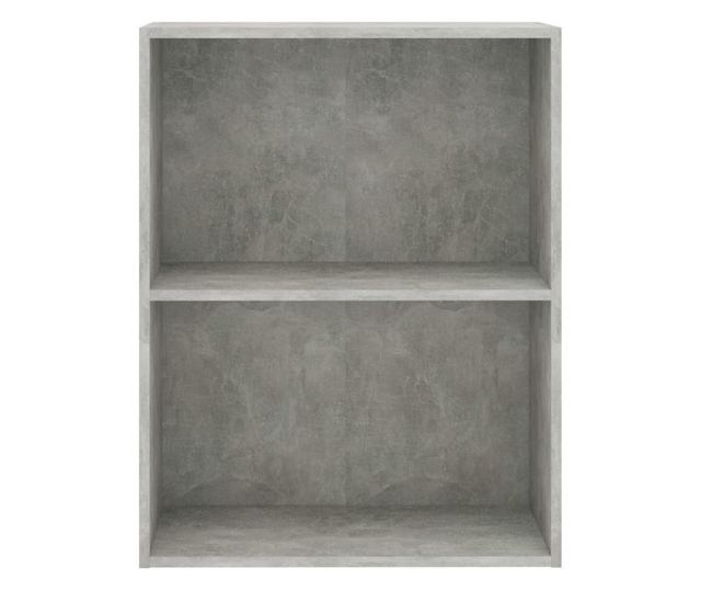 Bibliotecă cu 2 rafturi, gri beton, 60 x 30 x 76,5 cm, PAL