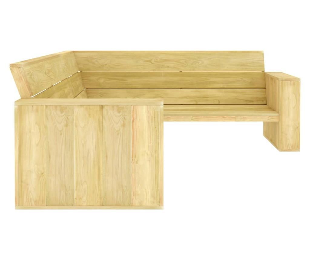 Kutna vrtna klupa, 239 cm, obrađeno borovo drvo - 3