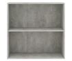 Bibliotecă cu 2 rafturi, gri beton, 80 x 30 x 76,5 cm, PAL