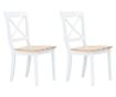 Kuhinjske stolice, 2 kom, bijela i svijetlo drvo, hevea drvo