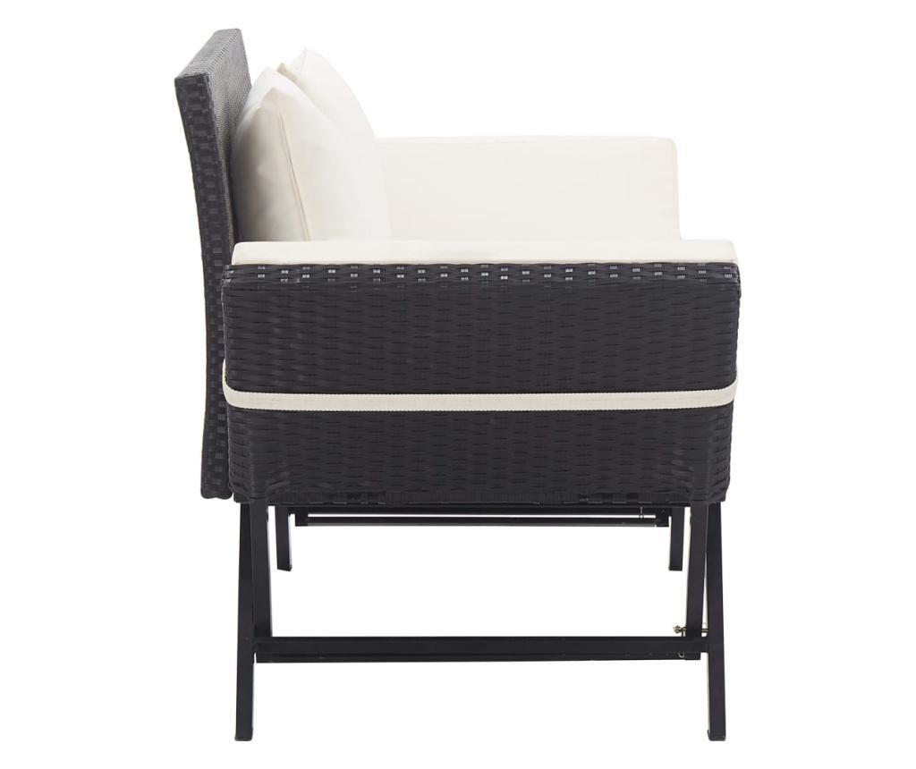Vrtna klupa s jastucima, crna, 176 cm, polyrattan - 3