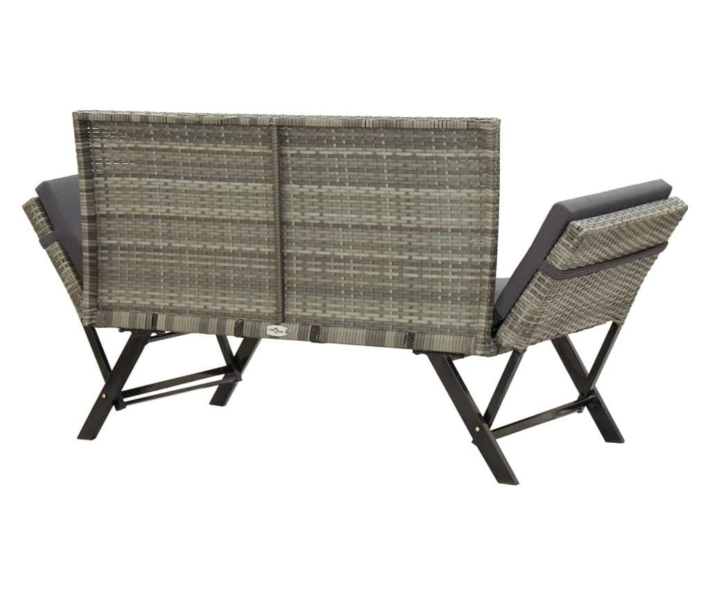 Vrtna klupa s jastucima, siva, 176 cm, polyrattan - 4