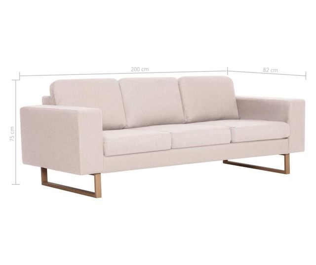 Sada pohovek, 2 kusy, krémová, textilní materiál