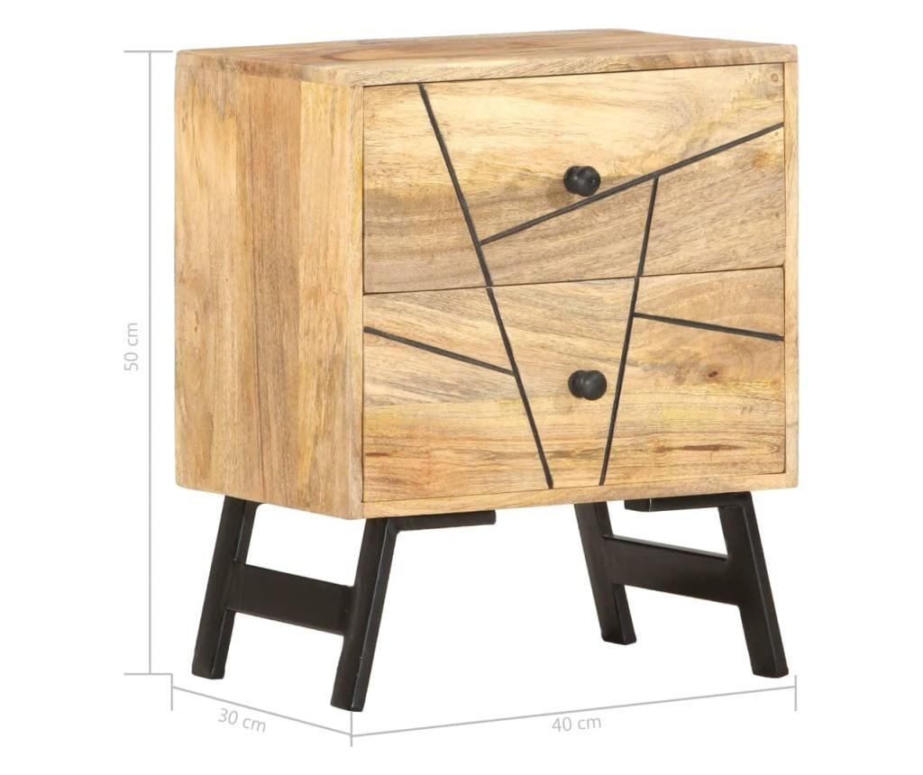 Нощно шкафче, 40x30x50 см, мангово дърво масив - 6