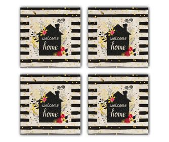 Set 4 coastere Taylor, piatra naturala, multicolor, 10x10 cm