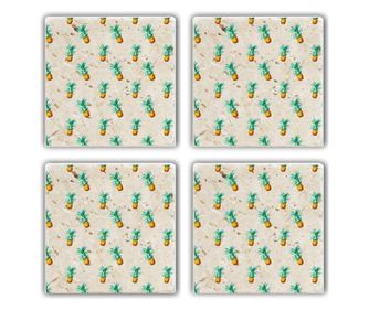 Set 4 coastere Taylor, piatra naturala, multicolor, 10x10 cm