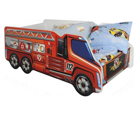 Pat Copii Hm Fire Truck 148x74x58 cm Drimus, 148x74x58 cm, multicolor