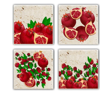 Set 4 coastere Taylor, piatra naturala, multicolor, 10x10 cm