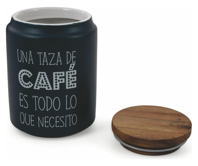 Recipient cu capac pentru cafea Villa D'este, Idee, ceramica, negru/maro, 11x11x15 cm