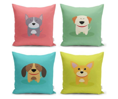 Set 4 fete de perna Minimalist Home World, Minimalist Cushion Covers We Love Dogs, poliester, bumbac, multicolor