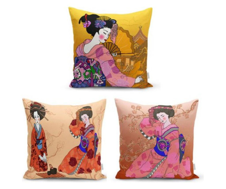 Set 3 jastučnice Minimalist Cushion Covers Eastern Culture