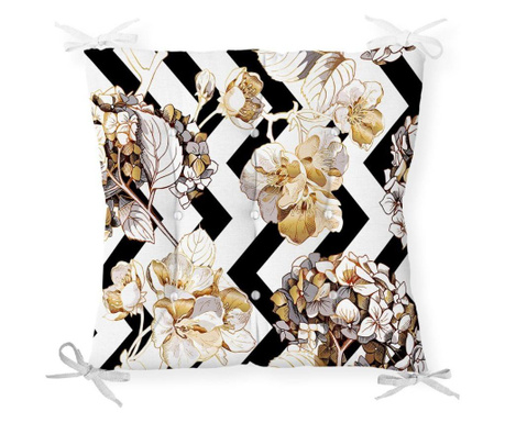 Minimalist Cushion Covers Gold Leaf Black White Székpárna 40x40 cm
