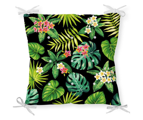 Sedežna blazina Minimalist Cushion Covers Black Green Leaves 40x40 cm