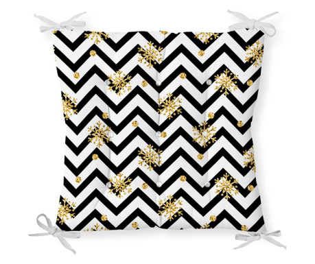 Minimalist Cushion Covers Gold Black White Zigzag Székpárna 40x40 cm