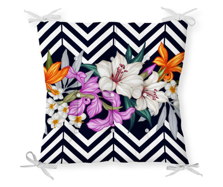 Sedežna blazina Minimalist Cushion Covers Black White Zigzag Flowers 40x40 cm