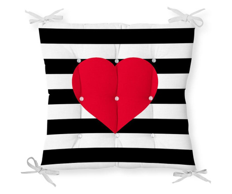 Minimalist Cushion Covers Black White Striped Red Heart Székpárna 40x40 cm
