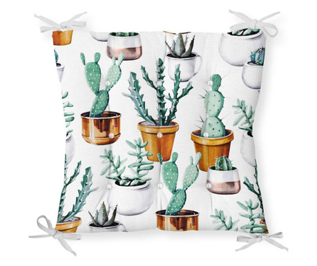 Poduszka na siedzisko Minimalist Cushion Covers White Green Cactus 40x40 cm