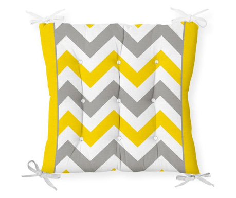 Minimalist Cushion Covers Yellow Gray Zigzag Székpárna 40x40 cm
