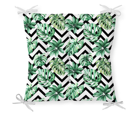 Minimalist Cushion Covers Black White Green Zigzag Székpárna 40x40 cm